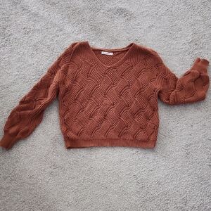 moon & madison V-Neck Sweater - Burnt Orange